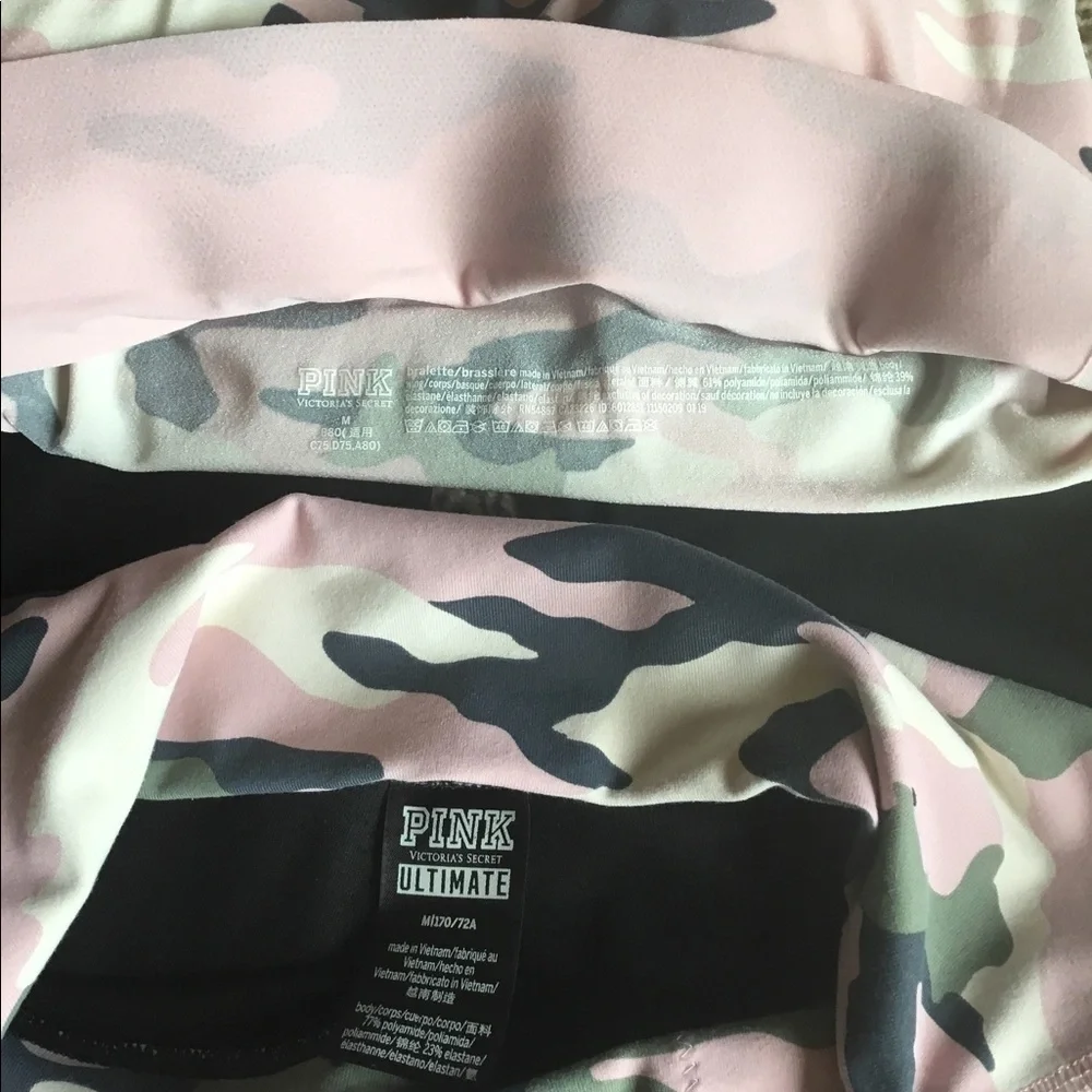 PINK Victoria's Secret Pink Camo Sports Bra & Black Leggings Set - Picture 5 of 5